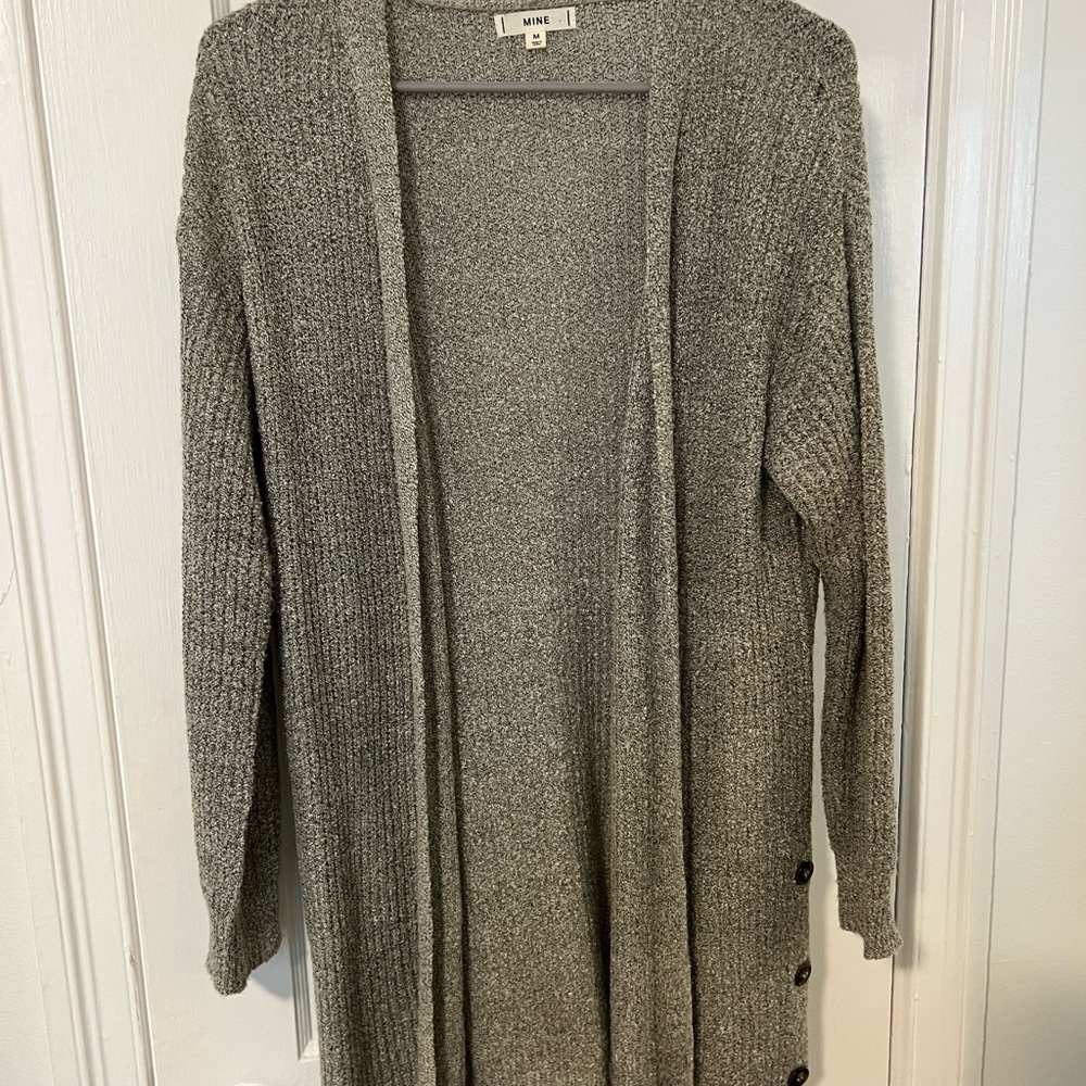 Gray mid length cardigan